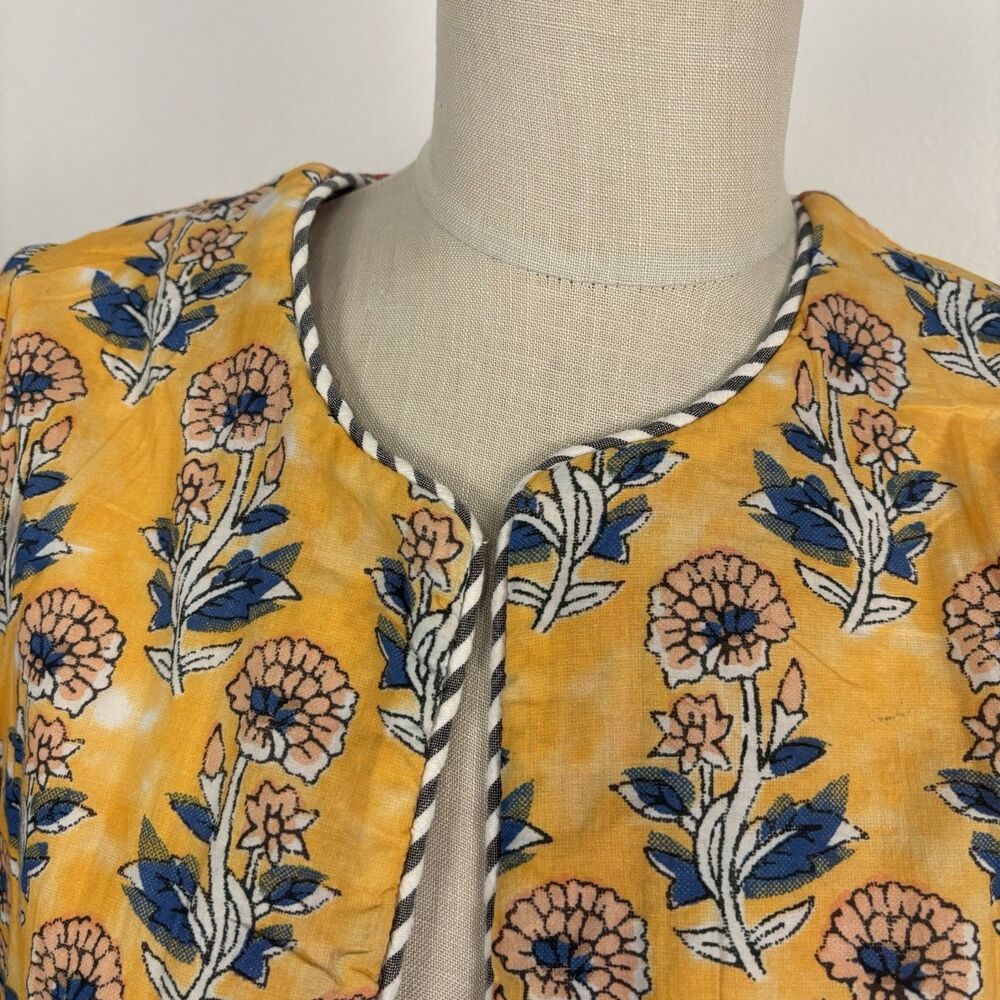 Sundance Womens M Amara Jacket Orange Geometric Print 100% Cotton Reversible - Picture 9 of 13
